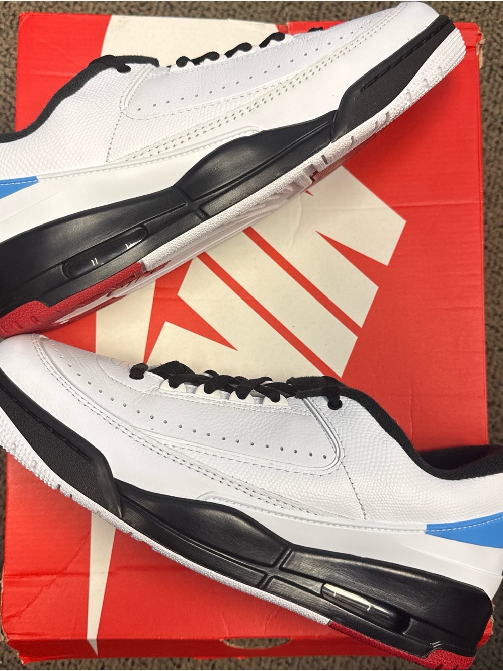 Jordan 2/3 UNC to Chicago - Men's White Black Sneakers with Blue Accent